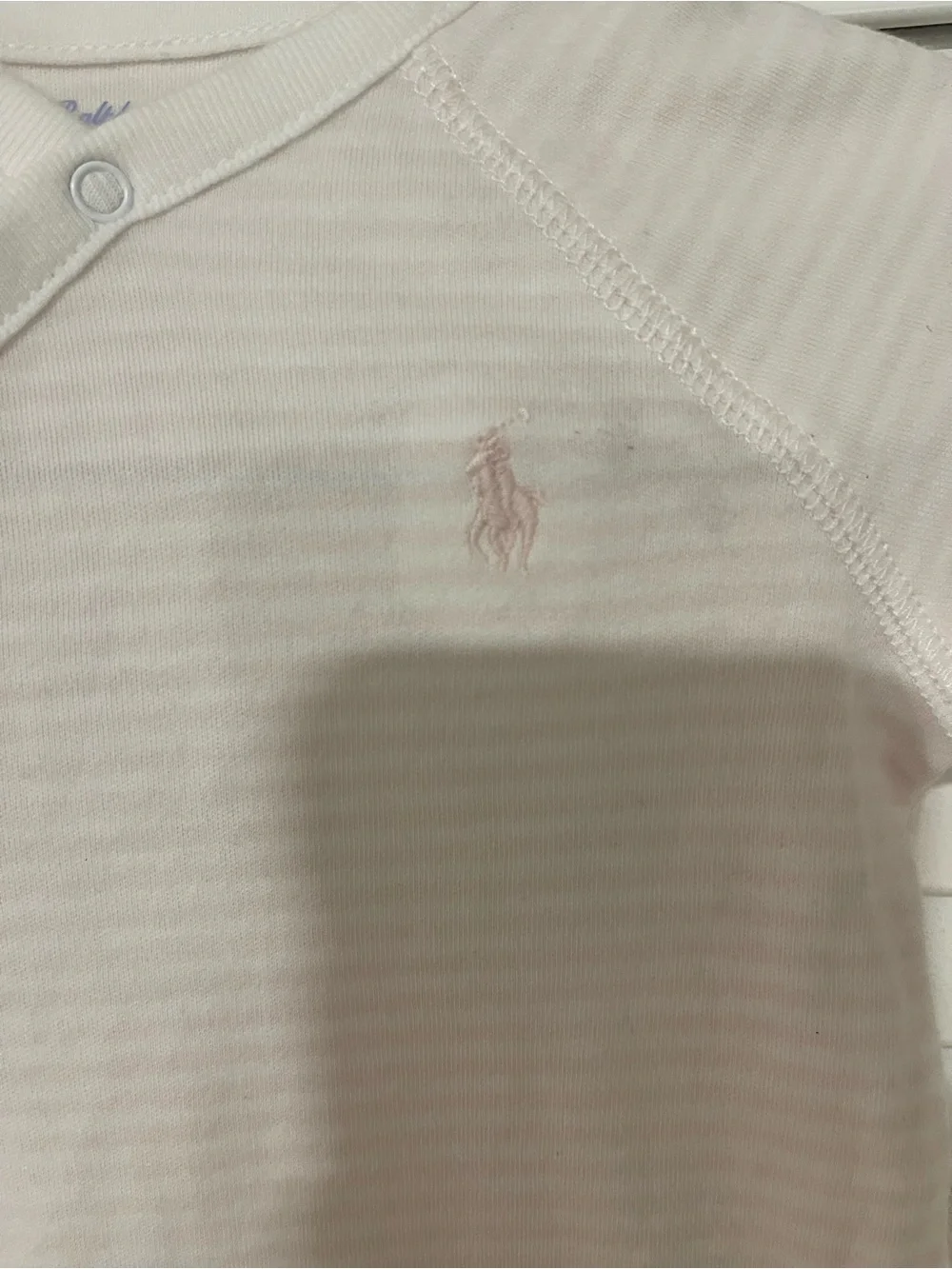 Ralph Lauren Pale Pink & White Striped Footed One-Piece